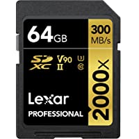 Tarjeta Lexar Professional 2000x 64GB SDXC UHS-II sin Lector- hasta 300MB-s de Lectura (LSD2000064G-BNNAG)